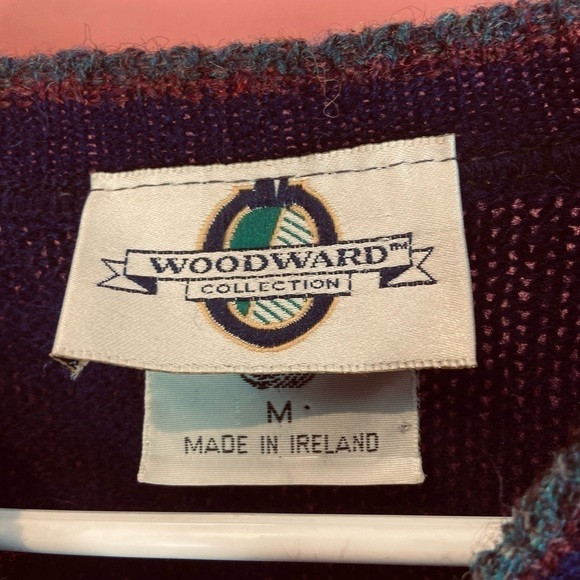 Woodward Collection Argyle Knitted Wool Sweater Outdoors Made In Ireland Vintage - Picture 4 of 8